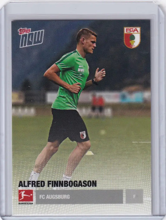 Soccer trading card of Alfred Finnbogason in green jersey, KO-102 FC Augsburg