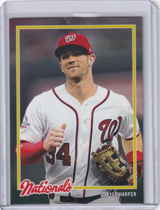 Bryce Harper Washington Nationals baseball card with player giving a thumbs up