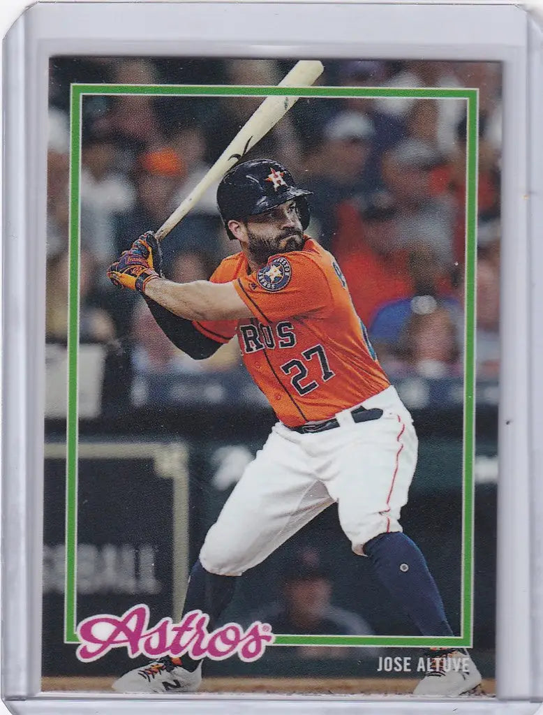 Baseball card of Jose Altuve Houston Astros at bat from 2018 Topps On Demand