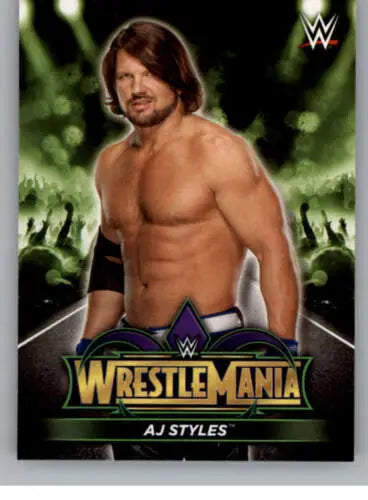 AJ Styles wrestling card from 2018 Topps Road to WrestleMania original gloss design