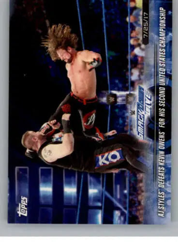 2018 Topps Road to WrestleMania #98 AJ Styles NM-MT original gloss defeats Kevin Owens