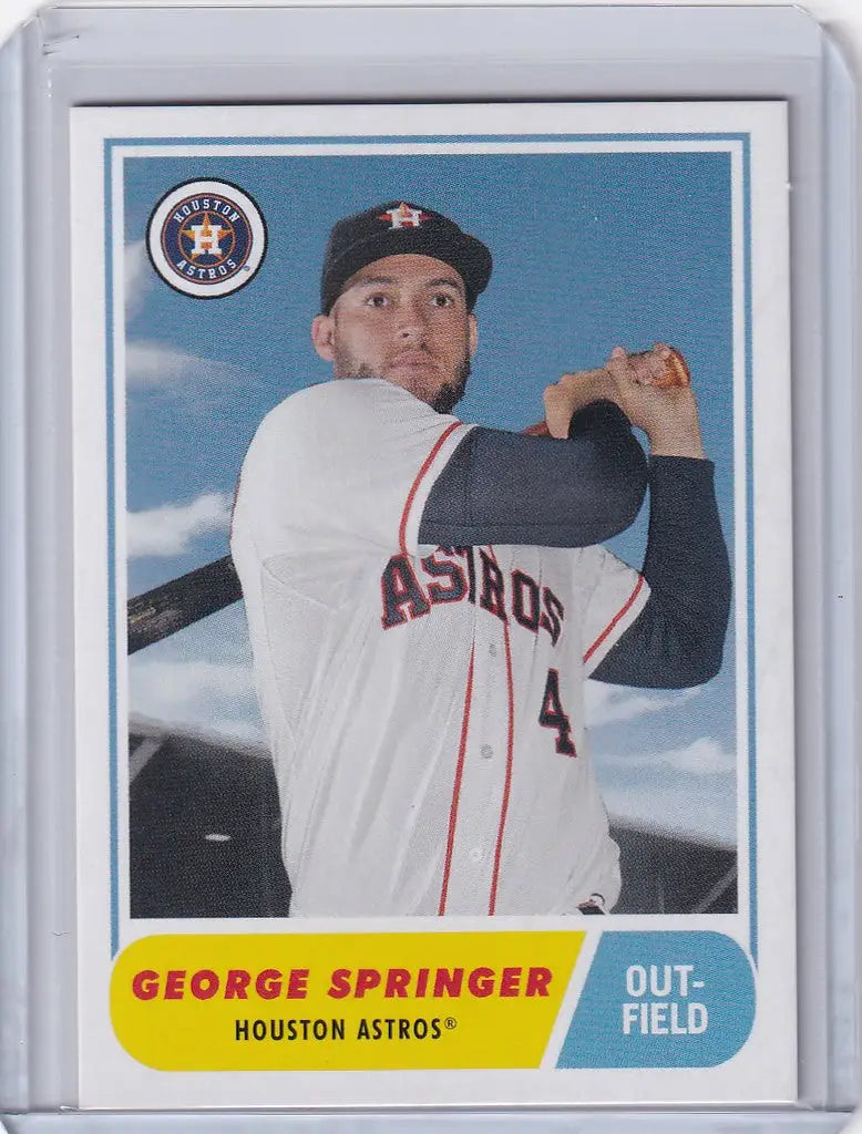 Baseball card of George Springer Houston Astros in batting stance from Topps TBT