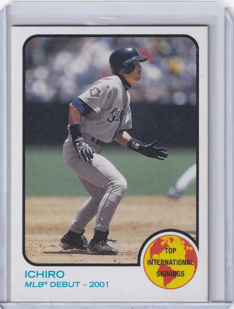 Baseball card of Ichiro Suzuki in batting stance from Topps Baseball World Series