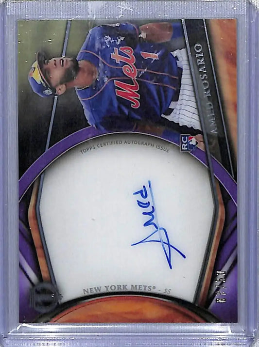 Amed Rosario New York Mets Baseball Card in blue uniform with autograph panel