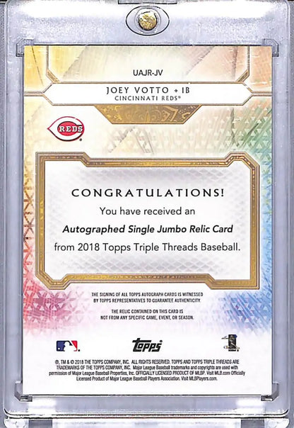 2018 Topps Triple Threads Joey Votto autographed jumbo relic card Cincinnati Reds