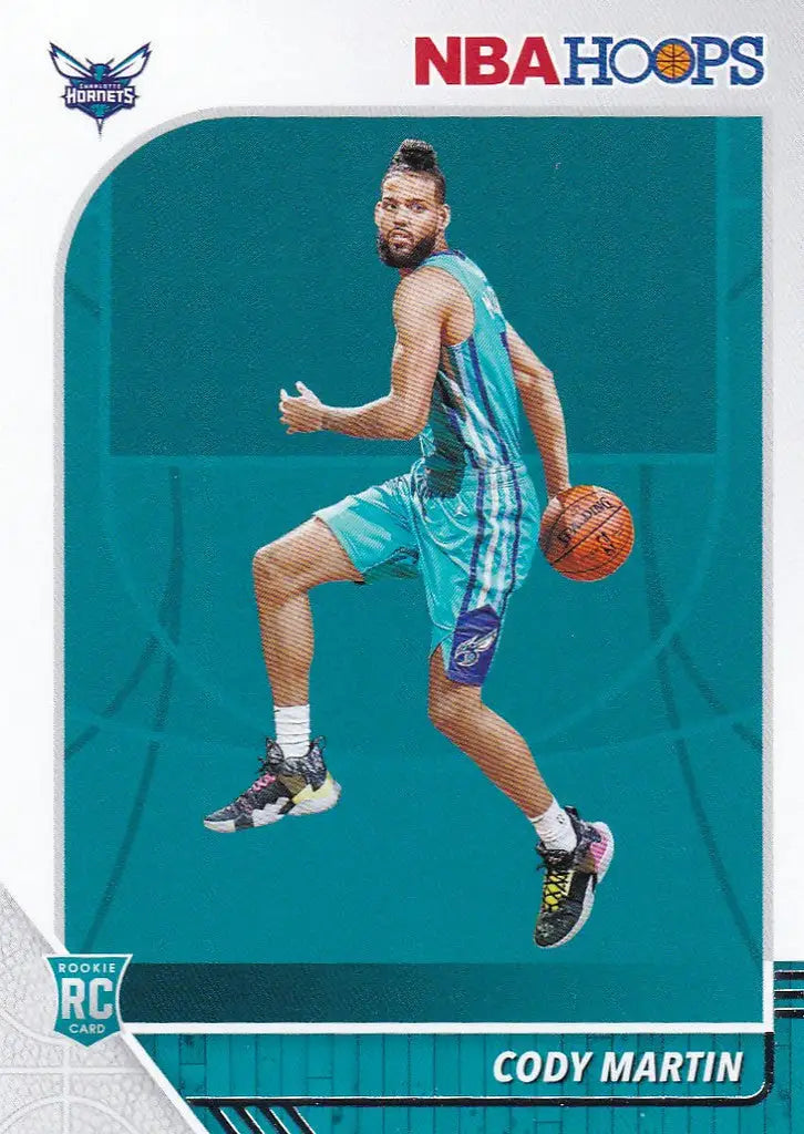 Cody Martin rookie card from 2019-20 Hoops featuring the Charlotte Hornets