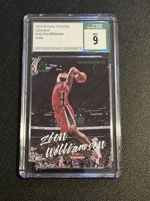 Zion Williamson Green basketball rookie card from 2019-20 Panini Chronicles series