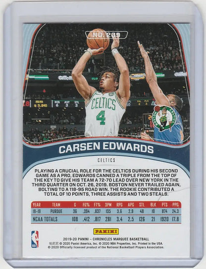 Basketball trading card of Carsen Edwards Boston Celtics, 2019-20 Panini Chronicles Marquee