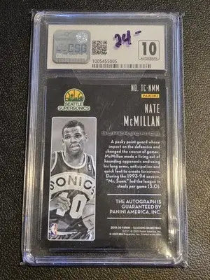 Graded Nate McMillan basketball card from 2019-20 Panini Illusions Mcmillan Trophy Collection