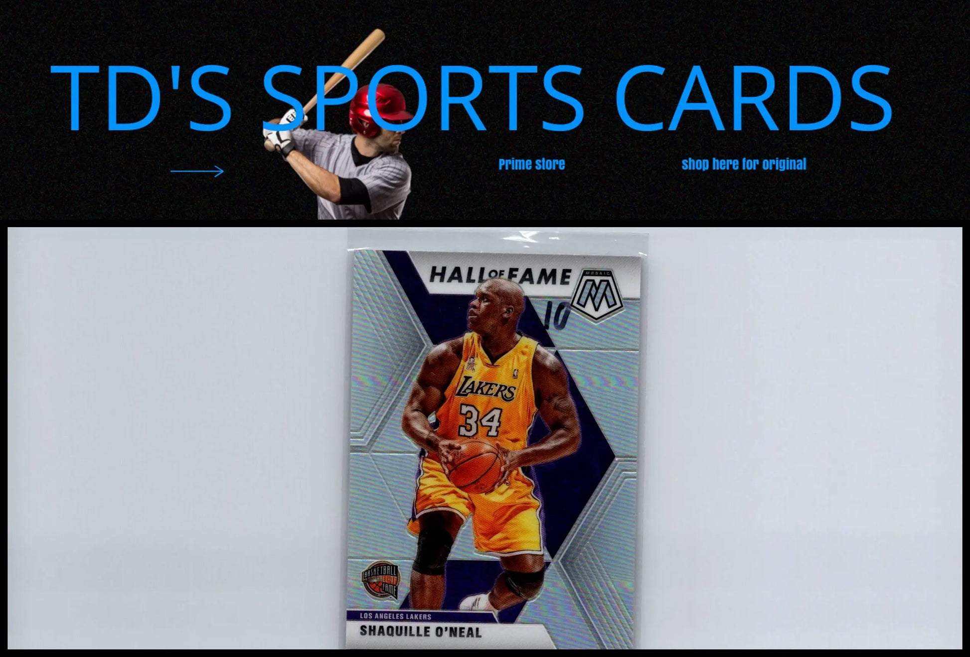 Shaquille O’Neal Hall of Fame basketball card from 2019-20 Panini Mosaic Silver Prizm