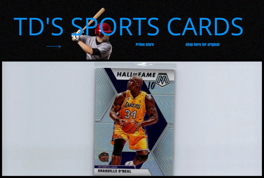 Shaquille O’Neal Hall of Fame basketball card from 2019-20 Panini Mosaic Silver Prizm