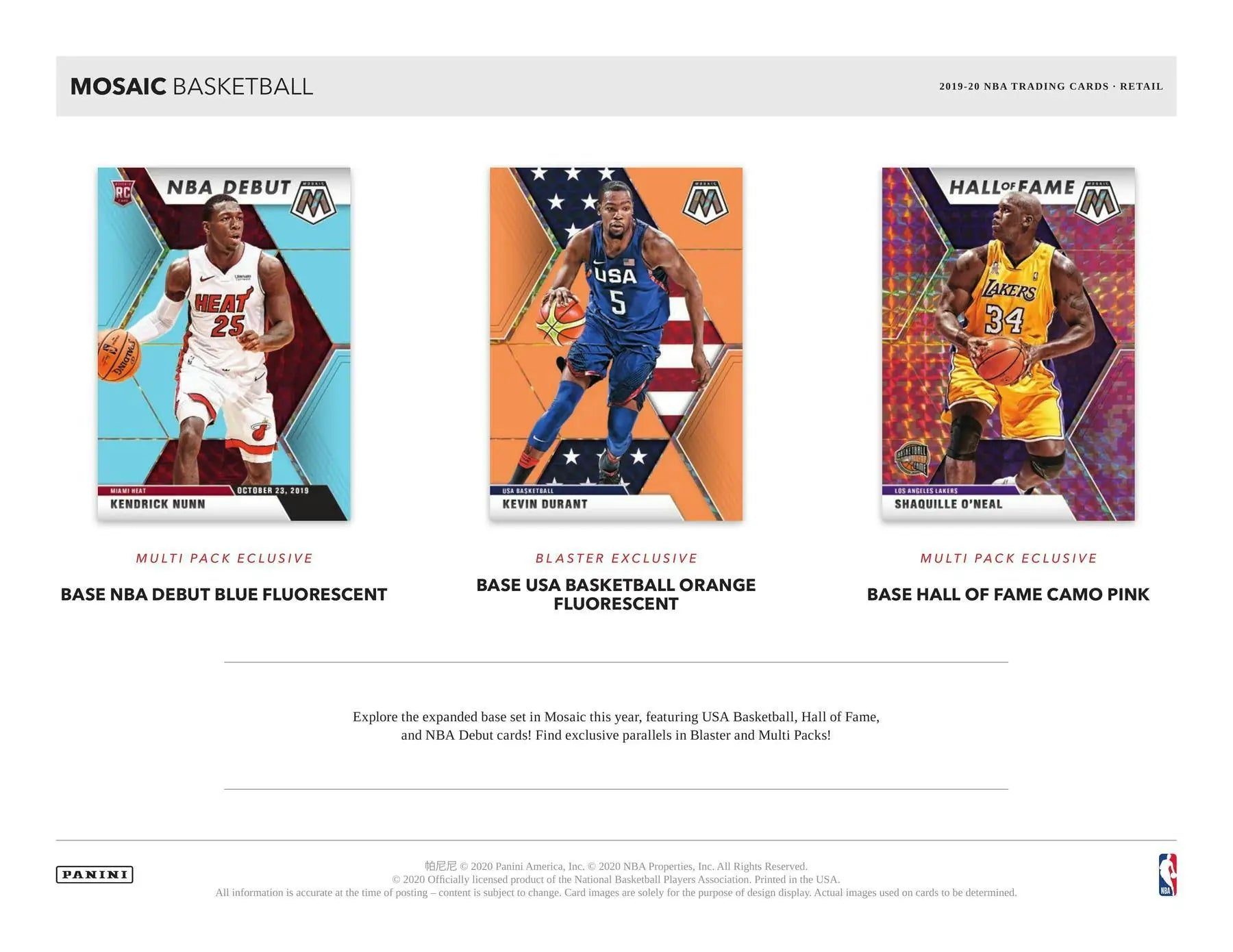 Mosaic Basketball cards in 2019-20 Panini Mosaic Blaster Box featuring USA Basketball