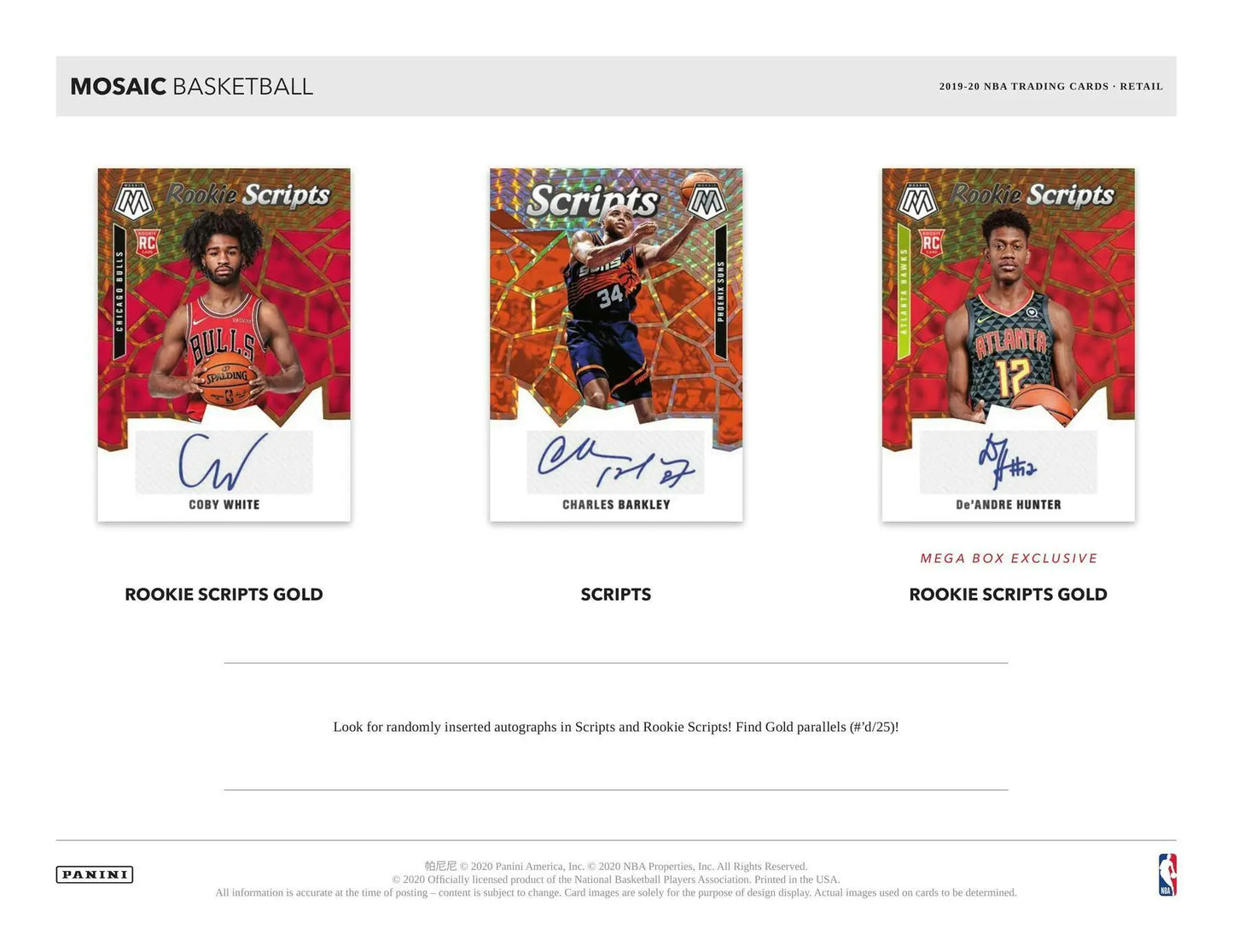 Mosaic Basketball trading cards in a 2019-20 Panini Mosaic Blaster Box