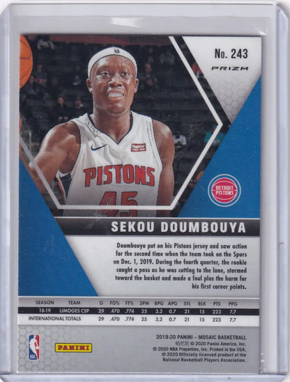 Sekou Doumbouya NBA trading card from 2019-20 Panini Mosaic Pink Reactive collection