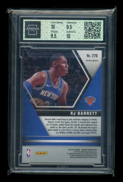 Graded Mosaic RJ Barrett trading card from Panini Mosaic Arena Club series