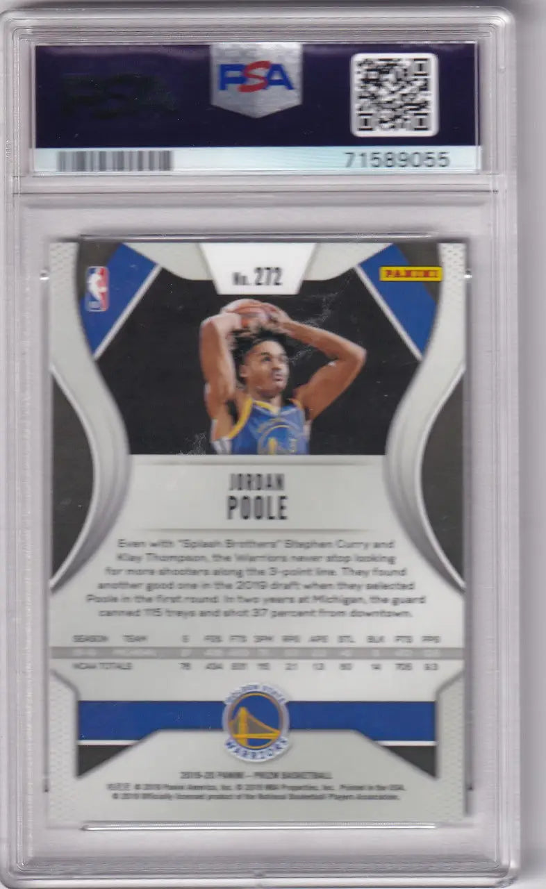 Graded 2019-20 Panini Prizm #272 Jordan Poole PSA 10 card Golden State Warriors