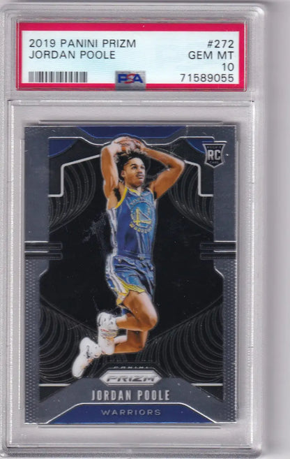 Graded Jordan Poole PSA 10 rookie card from 2019-20 Panini Prizm, Golden State Warriors