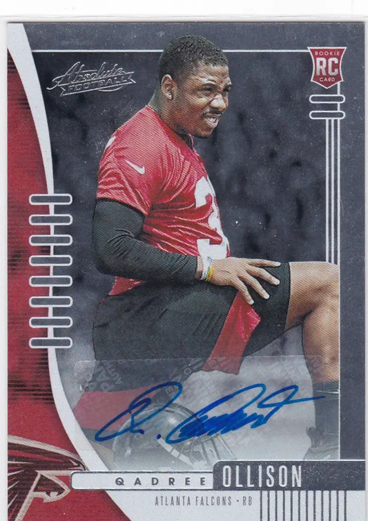 Autographed Qadree Ollison RC auto football trading card for Atlanta Falcons product