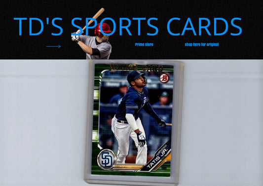 Fernando Tatis Jr. prospects camo baseball card in protective case for collectors