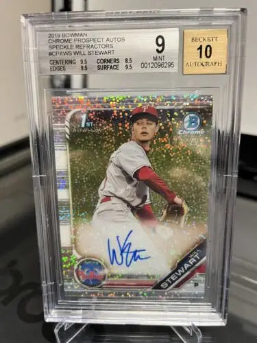 Graded Will Stewart autographed 2019 Bowman Chrome Speckle Refractor trading card