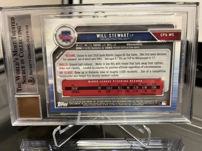 Graded Will Stewart 2019 Bowman Chrome Speckle Refractor Trading Card BGS 9 Auto 10