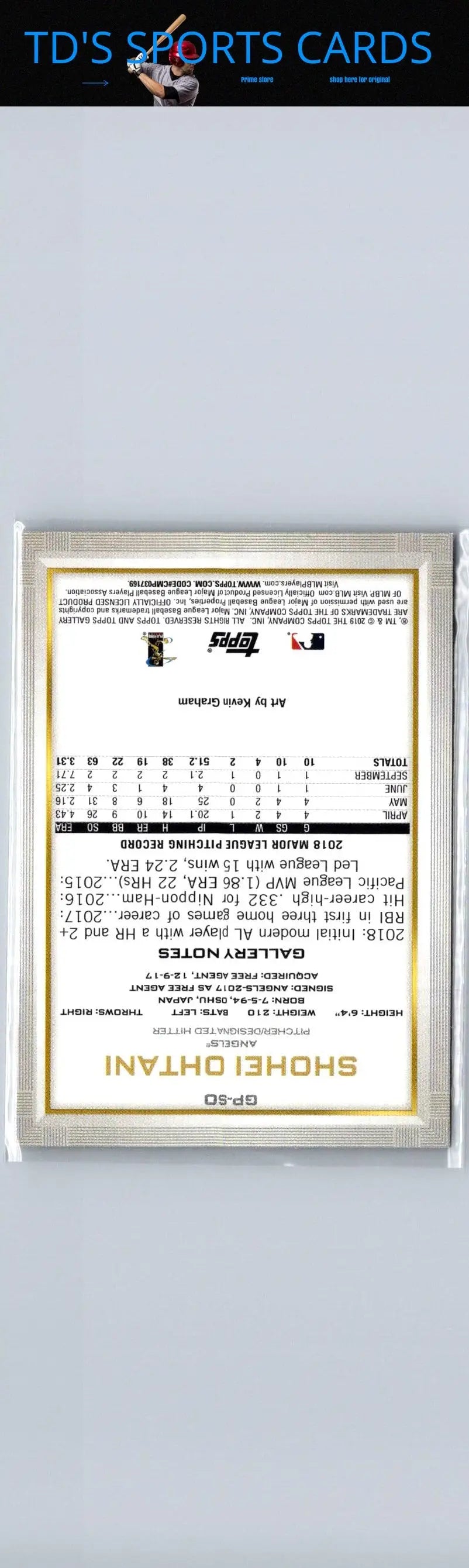 Baseball card of Shohei Ohtani from 2019 Bowman Platinum Shohei Ohtani National collection