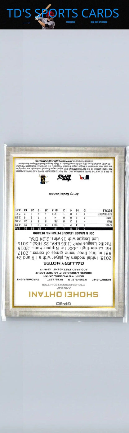 Baseball card of Shohei Ohtani from 2019 Bowman Platinum Shohei Ohtani National collection