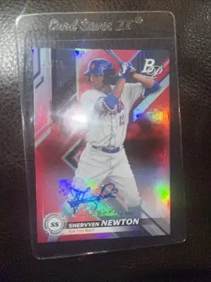 Signed Shervyen Newton baseball card from 2019 Bowman Platinum Shervyen series