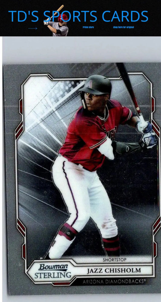 Baseball card featuring Jazz Chisholm from 2019 Bowman Sterling series