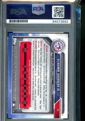 A graded Bowman Vladimir Guerrero Jr. PSA Auto baseball card from 2019 Bowman series