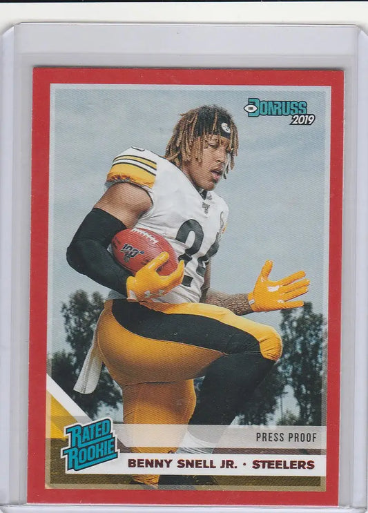 Benny Snell Pittsburgh Steelers football trading card from Donruss Rated Rookies Press Proof