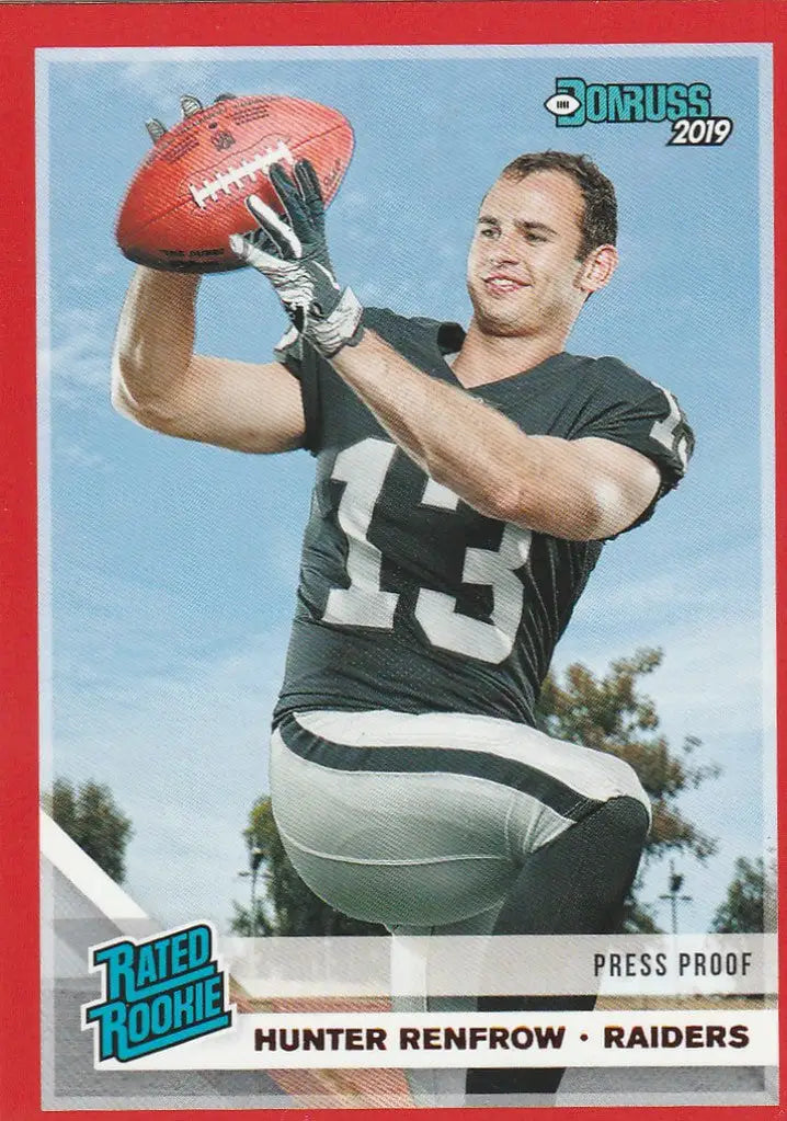 2019 Donruss Red Press Proof Hunter Renfrow football card for Las Vegas Raiders collectors