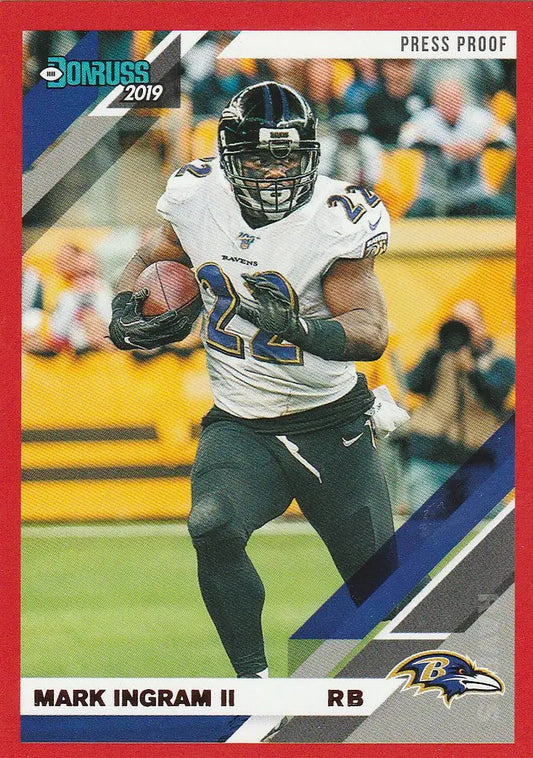 Mark Ingram II football card from 2019 Donruss Red Press Proof Baltimore Ravens