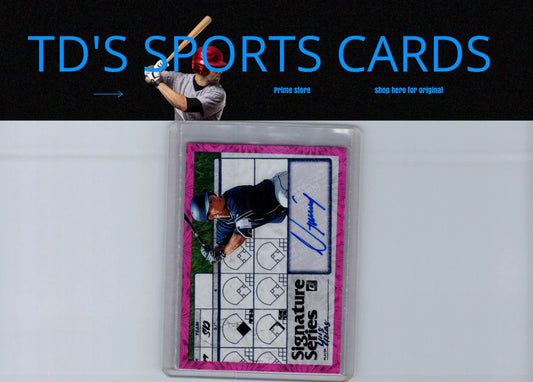 Framed Luis Urias Signature Series Pink Fireworks baseball card with signature artwork