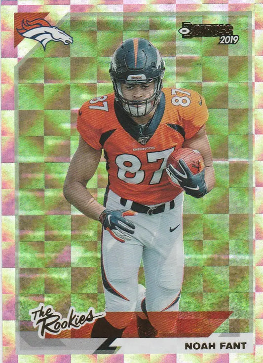 Noah Fant football card from 2019 Donruss The Rookies Denver Broncos TR-20