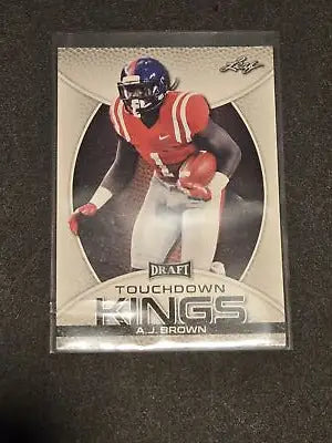 A.J. Brown football card from 2019 Leaf Draft featuring Ole Miss player in collectible trading card
