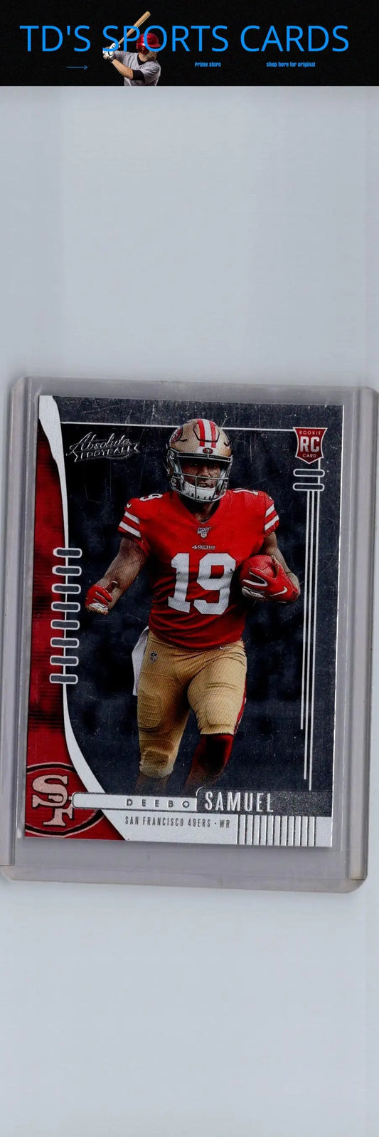 Deebo Samuel rookie football card from 2019 Panini Absolute #111 Deebo Samuel Retail