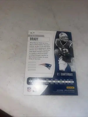 Tom Brady 2019 Panini Absolute Football card featuring New England Patriots player