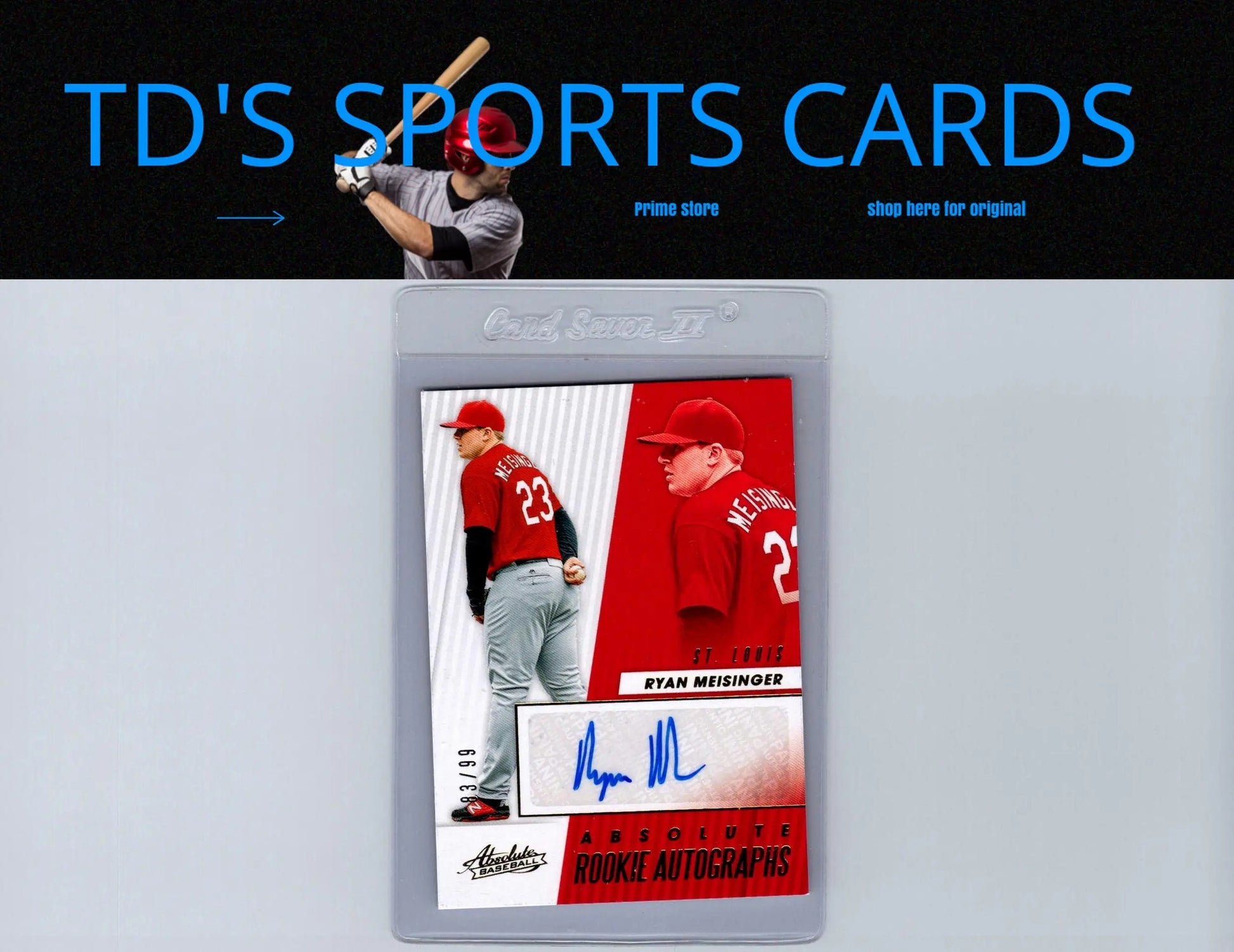 Ryan Meisinger rookie autograph baseball card from Panini Chronicles 2019 Absolute series