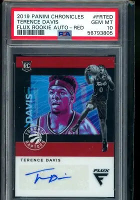 Panini Chronicles Flux Terence Davis rookie auto card 2019 PSA 10 red graded