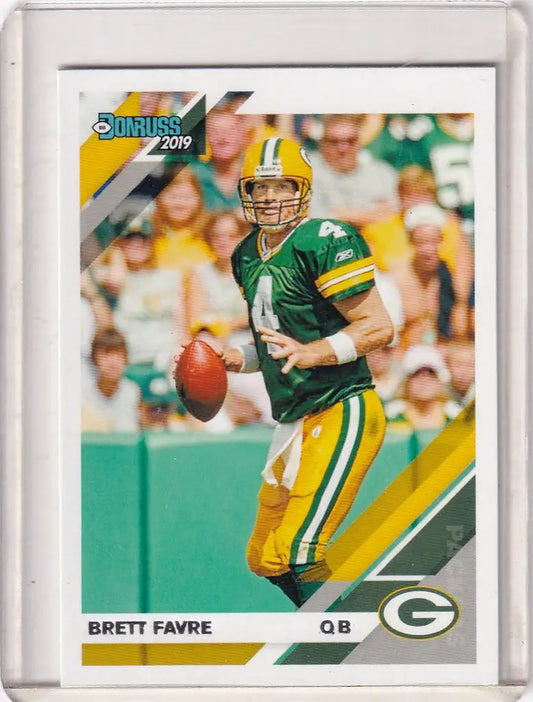 Football trading card of Brett Farve in action for Green Bay Packers