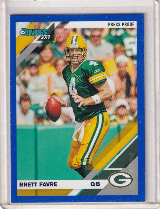 Football trading card of Brett Farve Green in action from Panini Donruss Press Proof