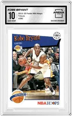 Panini NBA Hoops Kobe Bryant basketball card from 2019 Panini NBA Hoops Tribute collection
