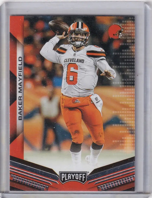 Football trading card of Baker Mayfield Cleveland Browns in Panini Playoff jersey 6