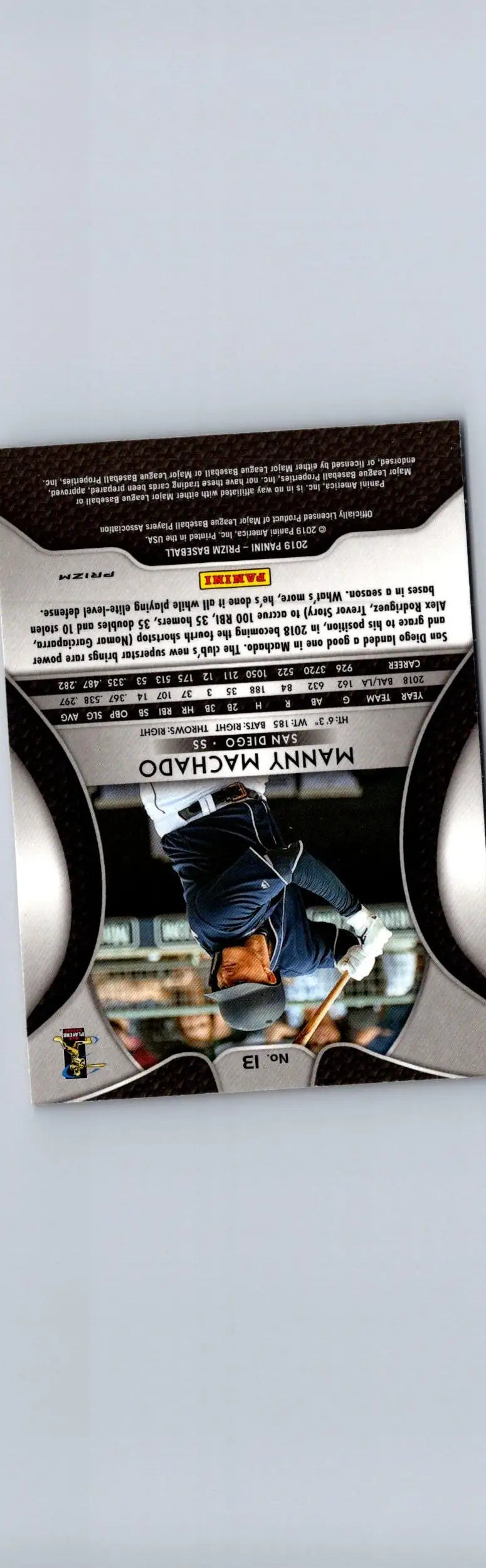 Baseball trading card featuring Manny Machado Red Prizm from 2019 Panini Prizm