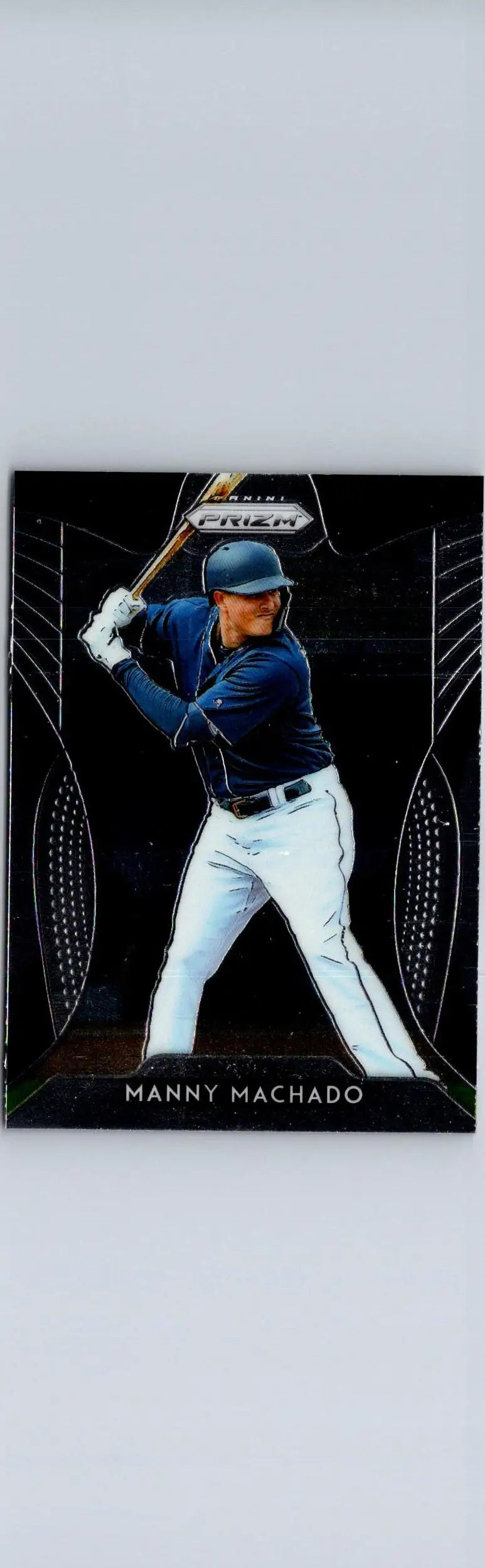 Baseball trading card featuring Manny Machado from 2019 Panini Prizm series