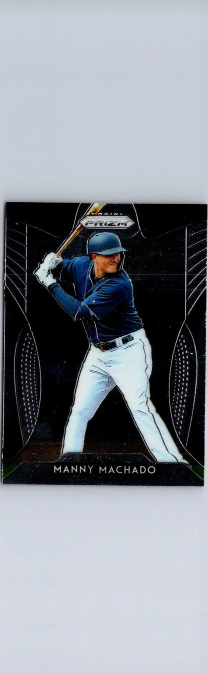 Baseball trading card featuring Manny Machado from 2019 Panini Prizm series