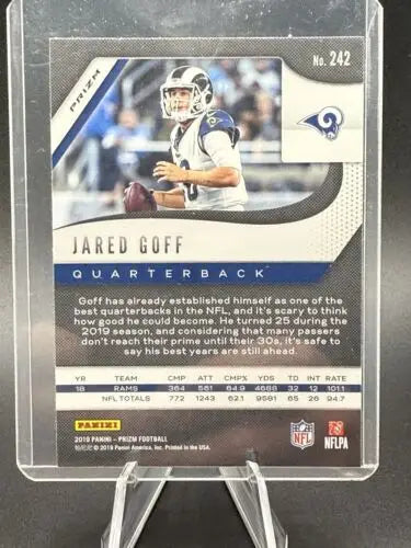 Jared Goff 2019 Panini Prizm Lazer Prizm #242 football card for Lions and Rams fans