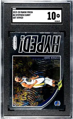 Encased 2019-20 Panini Prizm Stephen Curry Get Hyped basketball card graded 10