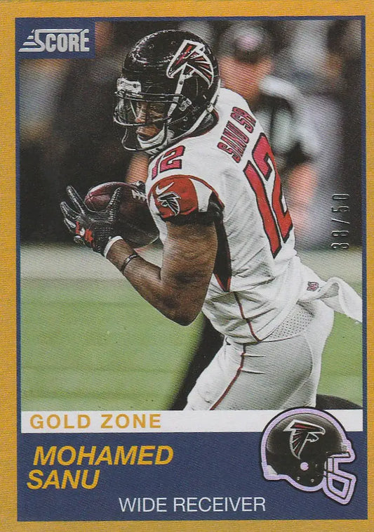 Mohamed Sanu Atlanta Falcons 2019 Panini Score 249 Design Gold Zone football card